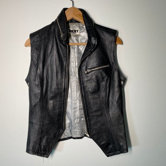 Vintage DKNY REAL Leather Vest - Picture 2 of 4